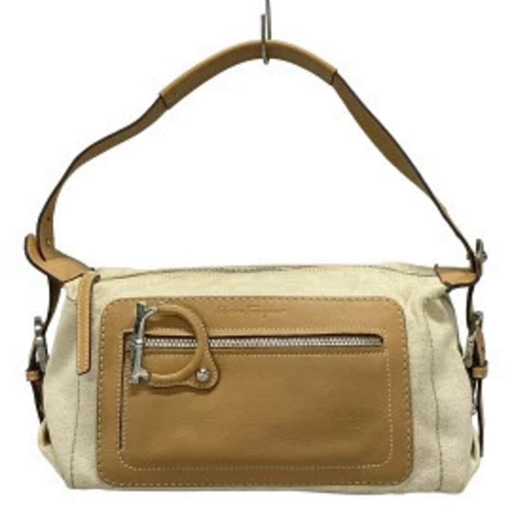 Salvatore Ferragamo Salvatore Gancini Shoulder Bag Brown x Ivory White Leather